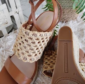 Tommy Hilfiger Tan and Cream Wedge Sandals